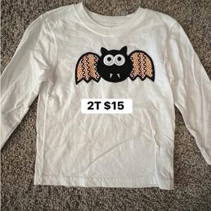 Kids White Bat Graphic Long Sleeve Shirt
